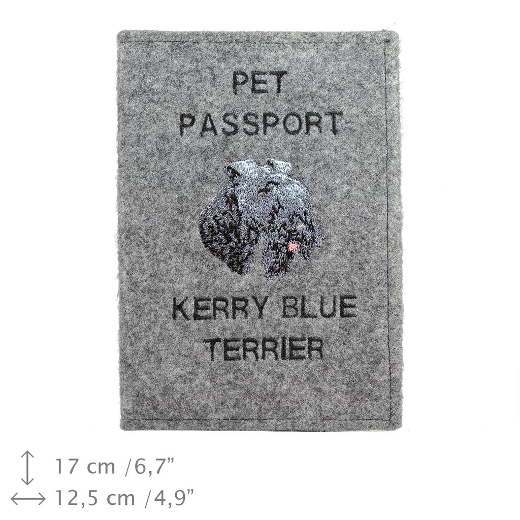 Kerry Blue Terrier, Irish Blue Terrier - Dog passport case, document case, gift for the traveller from the Art-Dog brand