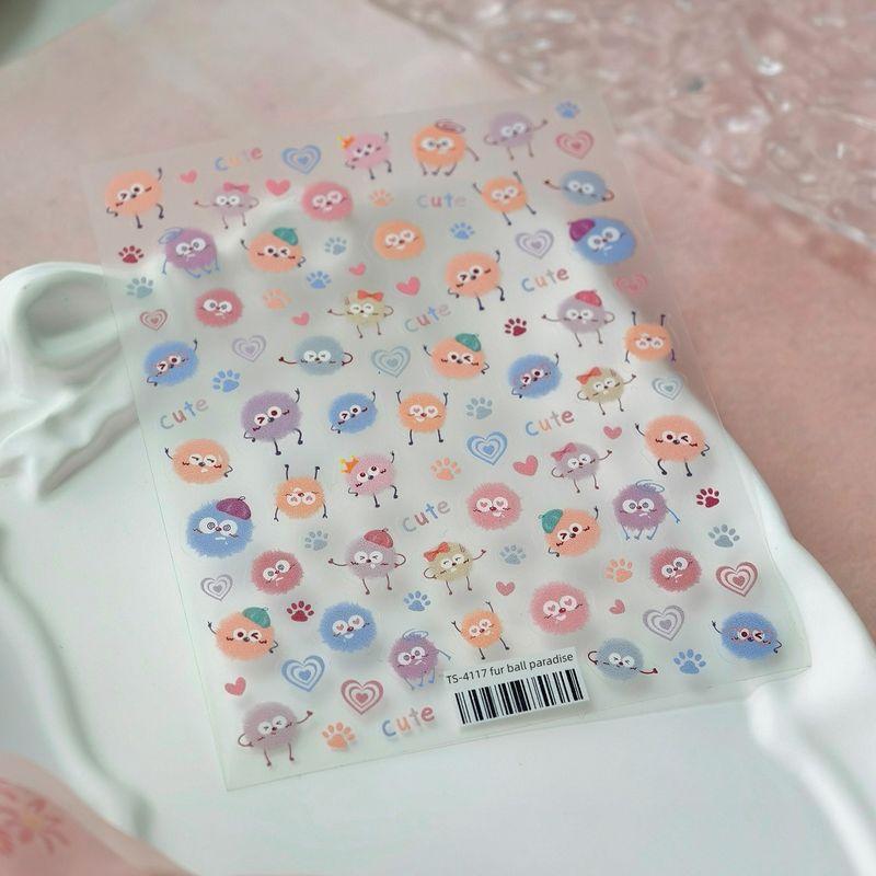 

Qiji Cute Fur Ball Colorful Heart Nail Stickers Waterproof Nail Sticker Decorative Decals Ornament 4117 M1104 TS-4117