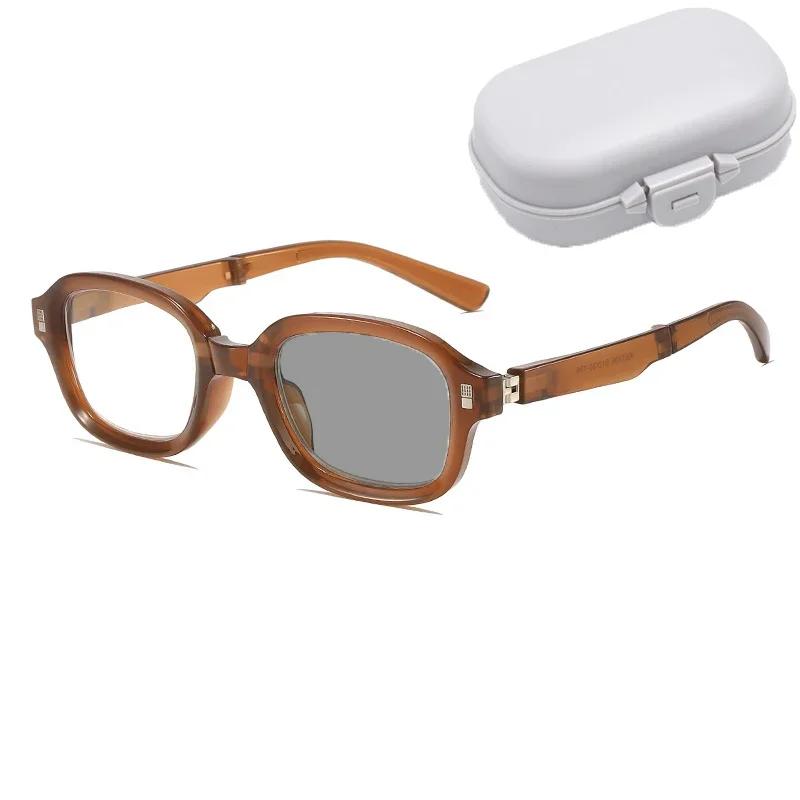 Portable Color Changing Presbyopia Eyewear Outdoor High Definition Photochromic Eyeglasses Vintage Foldable Reading Glasses