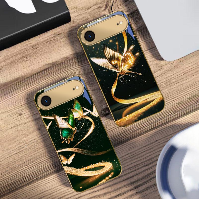 Winding Golden Light For IPhone 17Pro Max 16 17 Pro 15 Pro 14 13 Plus 12 Mini 11Pro Max XR 16E 17Air Golden Glass Phone Case