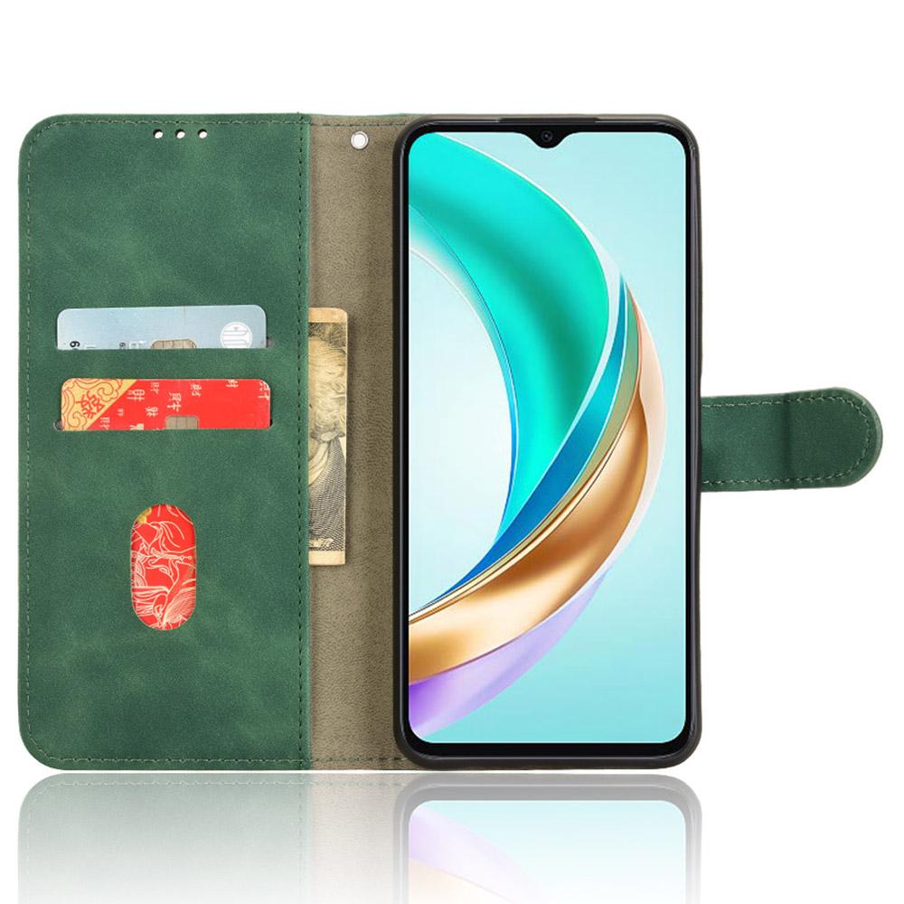 

For Honor X6b 4G Leather Case Skin-Feel Anti-Drop Wallet Flip Phone Cover Green