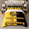 Custom Bedding Set Pittsburgh Steelers Pattern, Print Name Text 1 Duvet Cover Plus 2 Pillowcases Home Textile