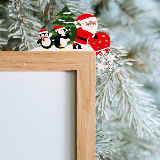 Christmas Door Topper Decoration Wood Santa Claus Reindeer Door Frame Corner Sign