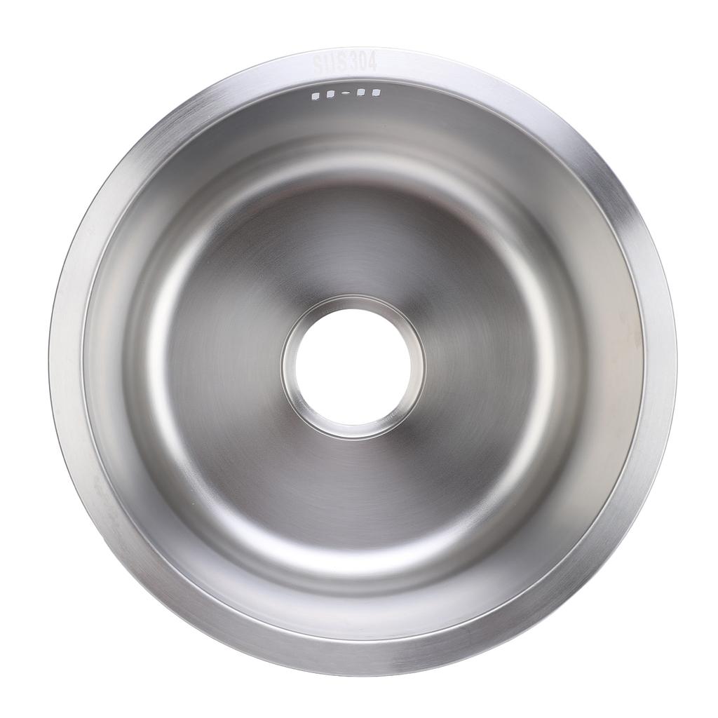 Kitchen Sink 304 Stainless Steel Round Single Bowl Bar Sink for Vegetable Fruit Washing Dishwashing 42cm
