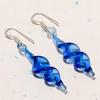 Natural Blue Topaz Gemstone 925 Sterling Silver Jewelry Earring 2.17" AE-12767