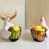 Durable Iron Frame Bucolic Chicken Decorative Basket User Friendly Enamel Glues For Event Home Organization