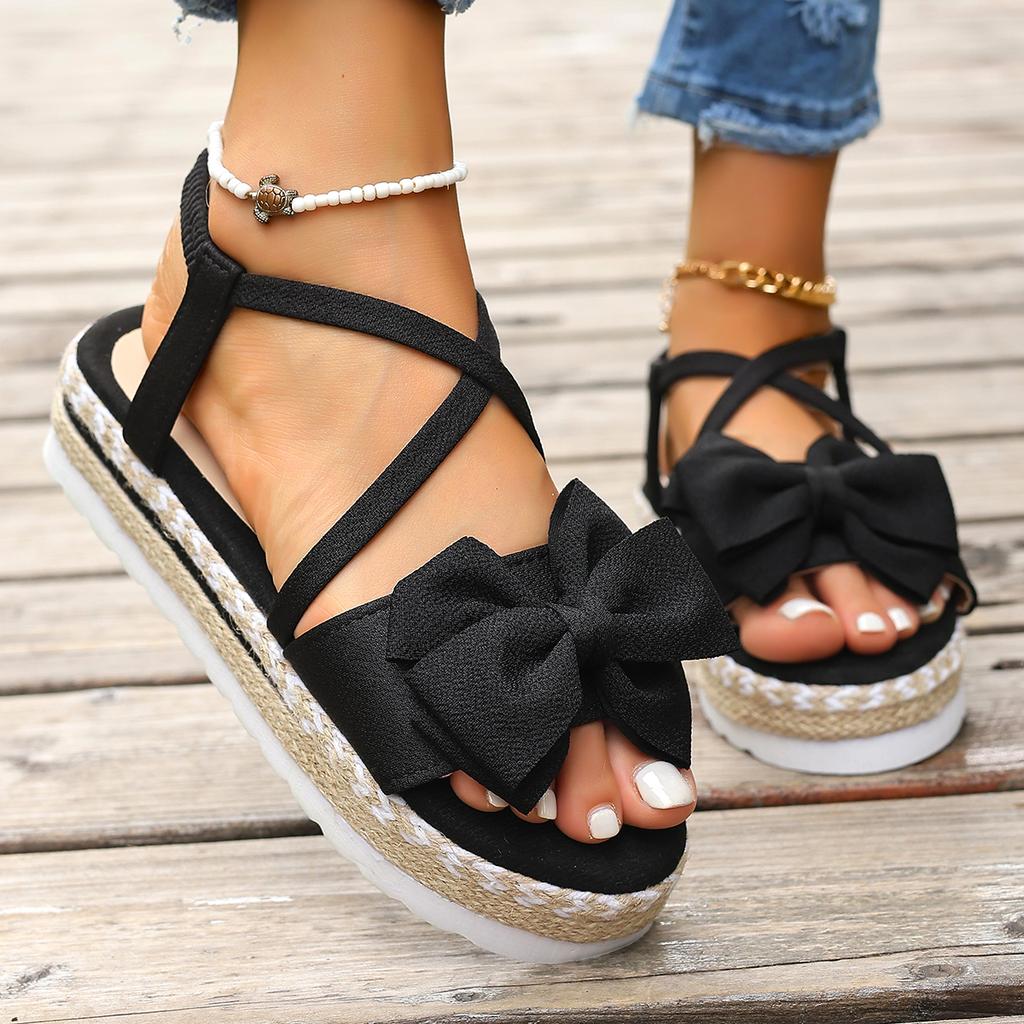 2025 New Summer Lightweight Sandals Beach Casual Slippers Outdoor Bow Tie Flat Shoes Home Women Anti-slip Trend Sandals