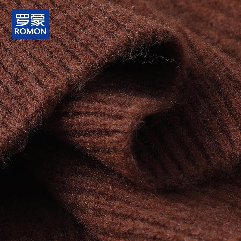Romon Men's 100% Pure Wool Thickened Semi-High Collar Sweater