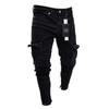 DRIPX Street Elastic Jeans Men Denim Cargo Pants Wash Solid Color Multi Pockets Casual Mid Waist Trousers Slim Fit Daily Wear Joggers