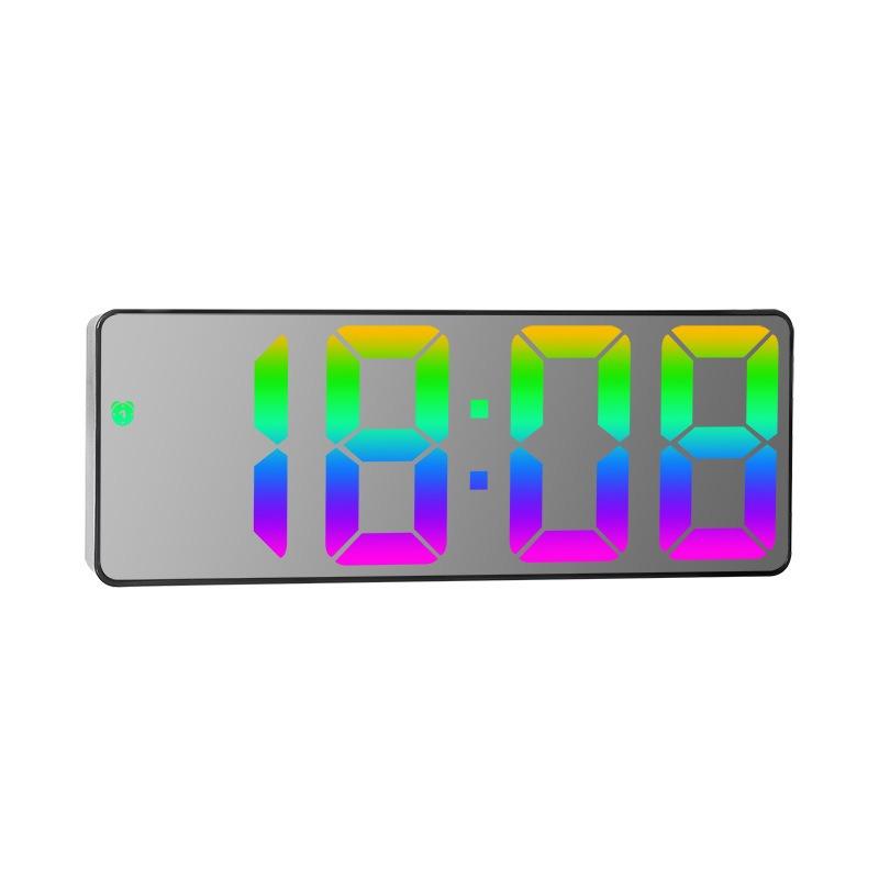 Led Digital Intelligent Electronic Clock Kitchen Timer Bedroom Bedside Alarm Fashion Dazzling Color Transparent Screen