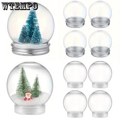 WTEMPO Botellas de Plástico Clásicas con Tapas de Aluminio Diseño Redondo Manualidades DIY Botellas Rellenables Festivas de Navidad Suministros para el Hogar y la Cocina Fiesta