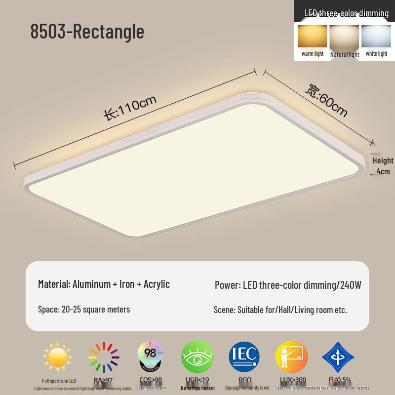 Full Spectrum Minimalist Ultra-Thin Eye Protection Ceiling Light - Modern Nordic Cream Style for Living Room/Bedroom