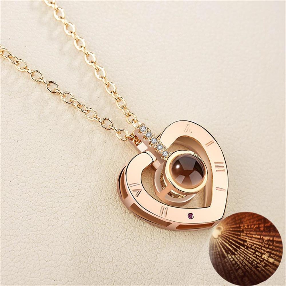 SUMENG New 100 Languages I Love You Projection Pendant Necklace Romantic Memory Wedding Jewelry Gifts 2024