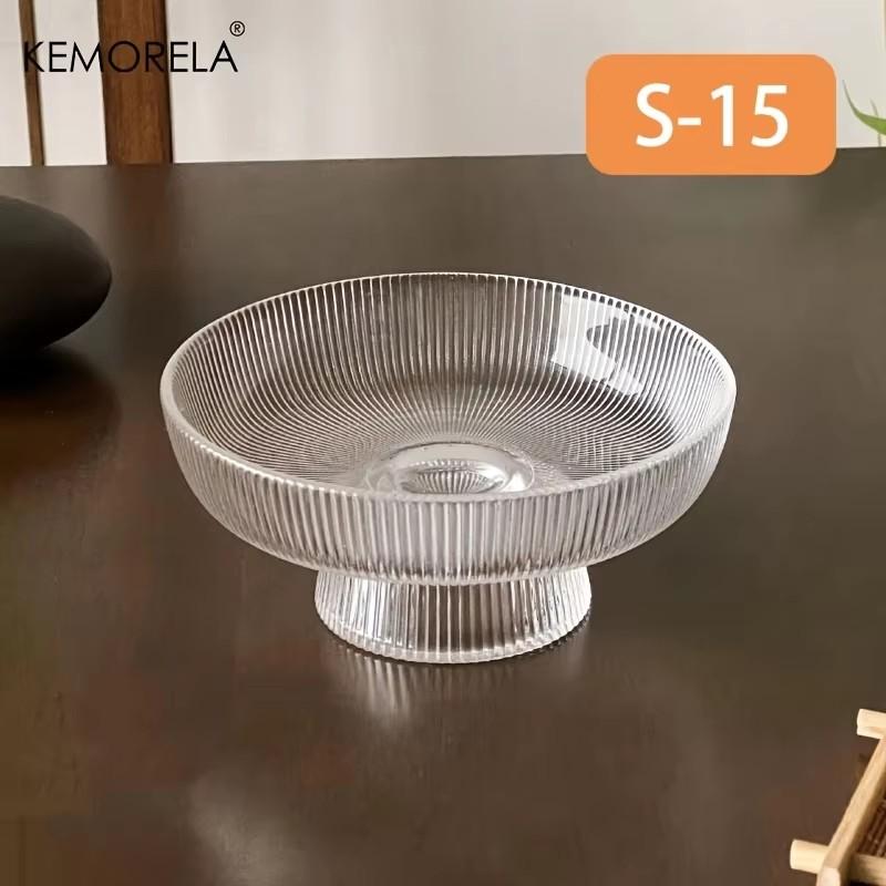 

Элегантная стеклянная фруктовница Прозрачная рифленая ваза на ножке для фруктов, салатов, десертов и закусок Декоративная для обеденного стола, кухни