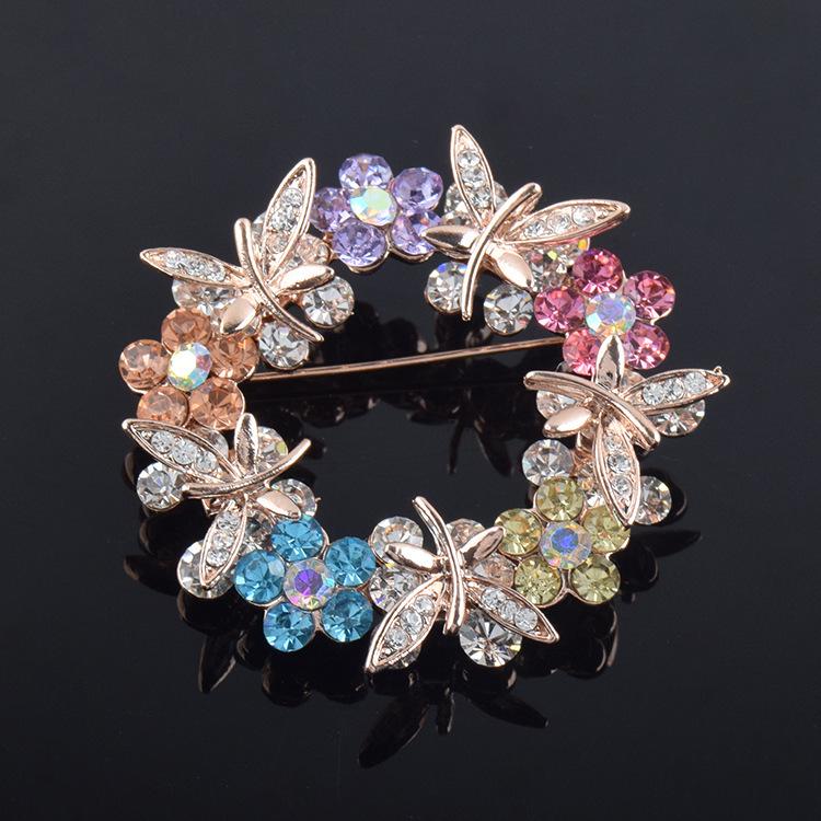 Women's Round Brooch Simple Wreath Buckle Pin Corsage Accessories