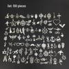 Tibetan Silver Alloy Charms: 100-Piece DIY Pack for Necklaces, Bracelets, Earrings