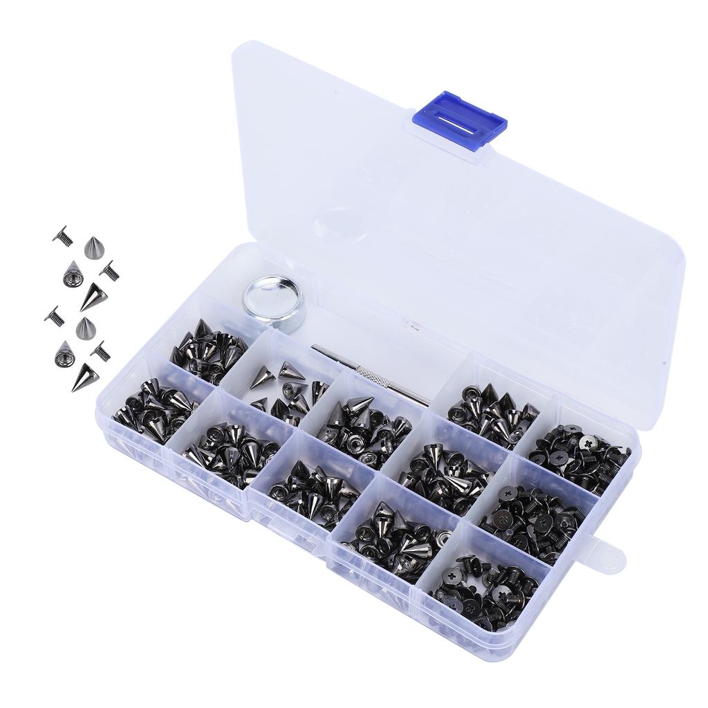200Pcs Bullet Rivet Punk Nail Snap Fastener Tool Kit Zinc Alloy DIY Leather Craft Press Studs