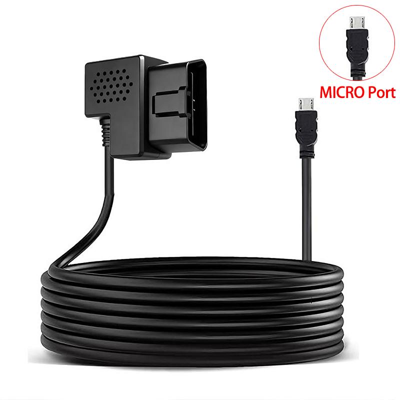 

Комплект для скрытой проводки OBD для видеорегистратора с портом Type C 12В-24В к 5В Кабель питания Защита от низкого напряжения Поддержка режима парковки