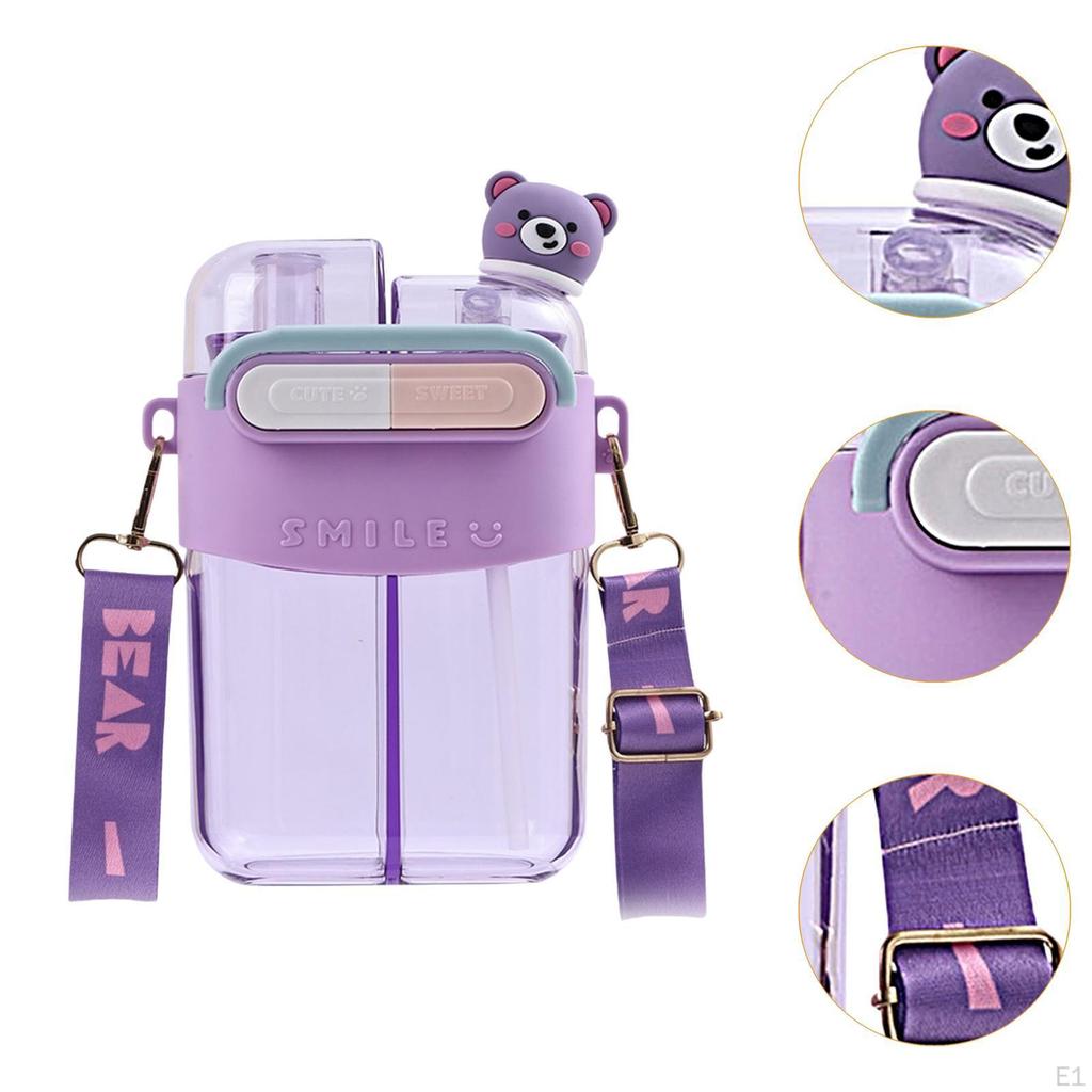 Water Bottle Double Compartments Funny with Strap Cute Drinking Cup Jug for Gym Work