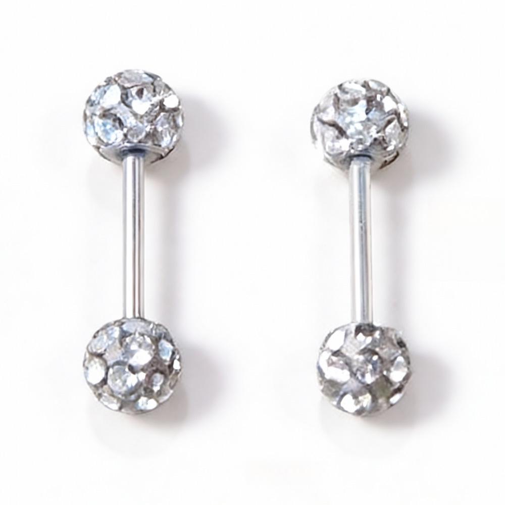 Double-Headed Rhinestone Round Ball Stud Earrings for Women, Luxe Versatile Ear Cartilage Studs, Super Shiny High-End Screw Earrings