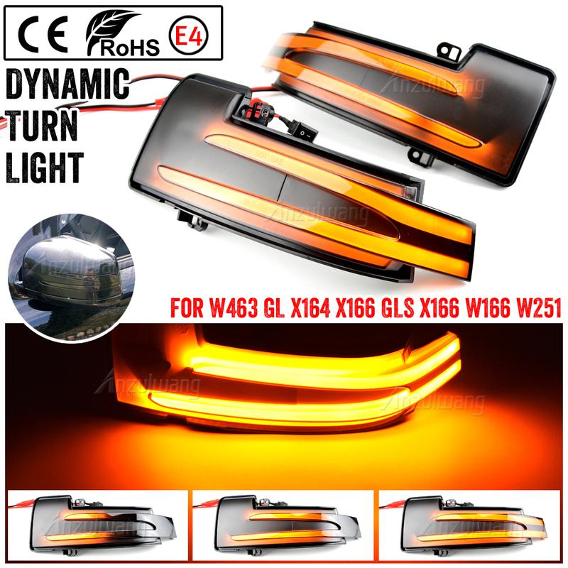 1 Pair Dynamic LED Turn Signal Rearview Mirror Indicator Blinker Light Fit For Mercedes-Benz M-Class (W166) 408 HP/300 KW 11-19