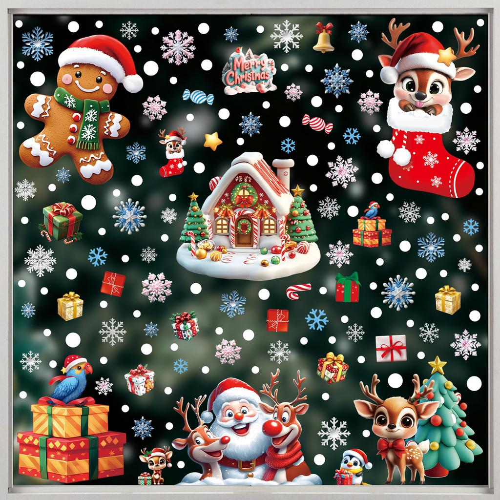 Christmas Window Stickers Set, Static Cling Glass Décor for Home