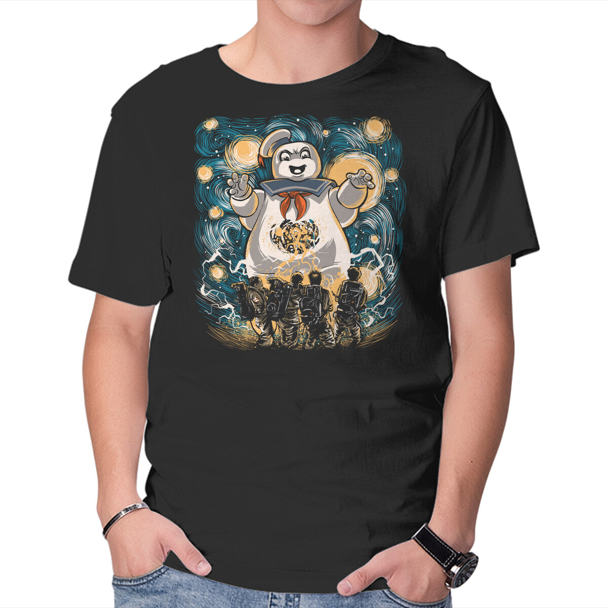 Unisex Crew Neck T-Shirt Starry Busters Graphic Short Sleeve Casual Tee XXL