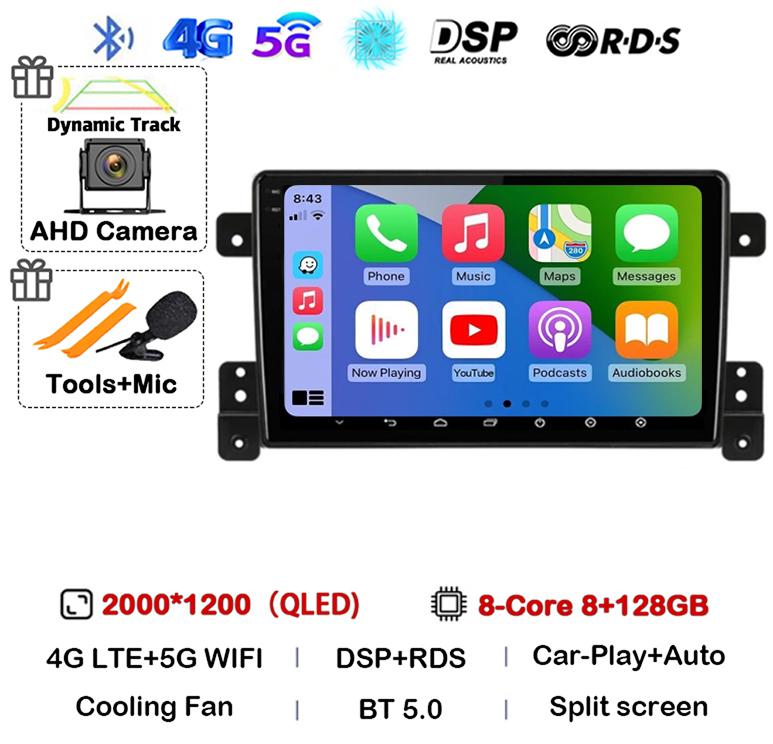 Android 14 Carplay Auto 4G+WiFi DSP For Suzuki Grand Vitara 2005-2015 Car Radio Multimedia Video Player GPS Head Unit Stereo BT