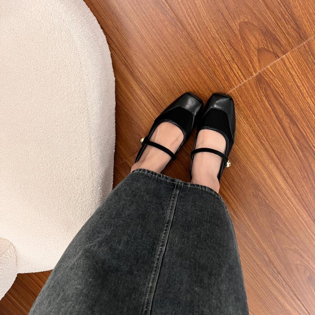 Fashion Delicate Belt Strap Ballet Shoes Woman Patchwork Mary Janes Loli Flats Square Toe Shallow Mocasines Mujer Brides Wedding Loafers