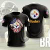Maglietta da Calcio Uomo Stampa 3D Bandiera Americana Grafica Crepata Manica Corta Magliette Tifoso Squadra NFL Top Sportivi Casual Estivi Girocollo Camicie per Uso Quotidiano