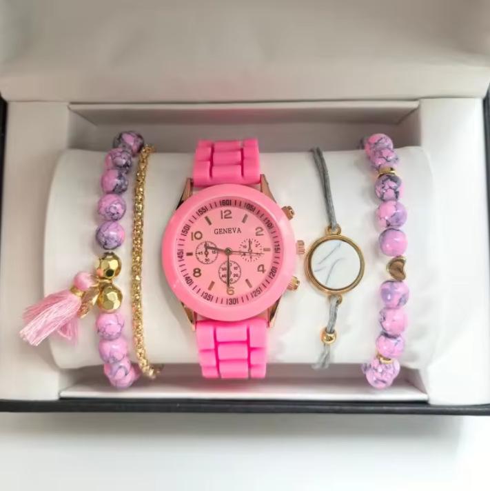 

26 Fashion Ladies Sports Style Silicone Watch Alloy Quartz Watch Cross Jewelry Set Watch large price