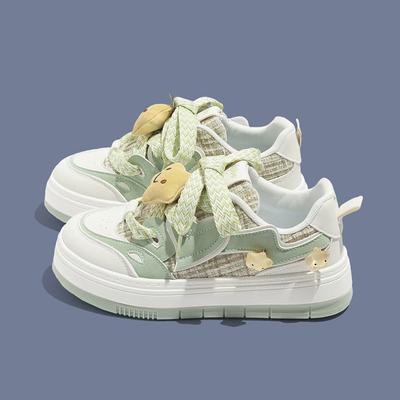 Mode Grüne Sneaker Lässige Plateau-Sneaker Damen Kawaii Stern Designer Freizeitschuhe Damen College-Stil Koreanische Tennis Sportschuhe