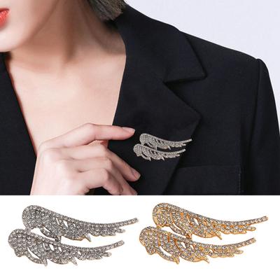 Damen Legierung Brosche Anstecknadel, Flügelform Reversabzeichen mit Funkelnden Strasssteinen, Brosche Vielseitiges Accessoire für Pullover Kragen Hüte Taschen Mäntel Schals