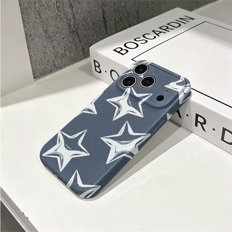 Sketchy Doodle Star Hand Drawn Gray Graphic Art Film Aesthetic Protective Shockproof Bumper Phone Case Cover For iPhone 14 15 16 Pro Max Plus