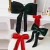 40cm Christmas Velvet Bow Tree Hanging Ornament Long Ribbon Window Display Pendant New Year Christmas Tree Fireplace Doors Decor