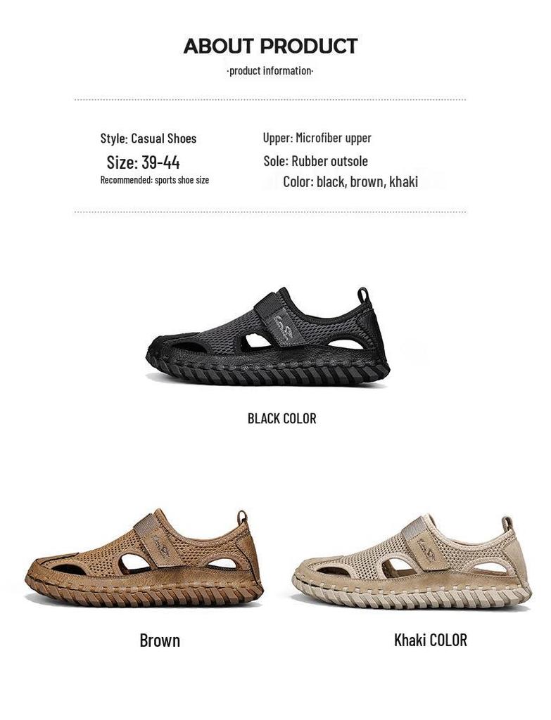 Men's Plus Size Breathable Mesh Closed-Toe Summer Sandals