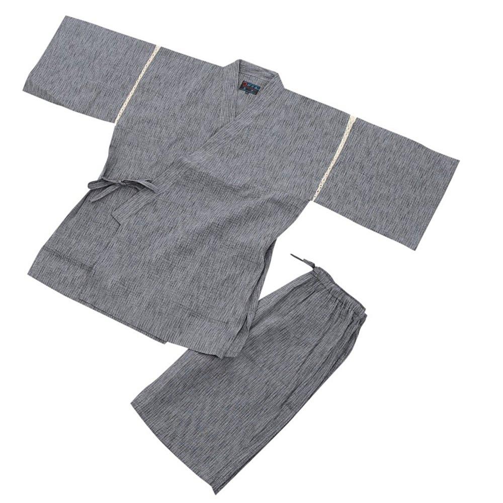 Edoten Herren Jinbei aus Shijira-Webstoff, Kühle Sommerbekleidung, 100% Baumwolle, Original bedrucktes Retro-Goldfischmuster, Hellgrau, Größe M