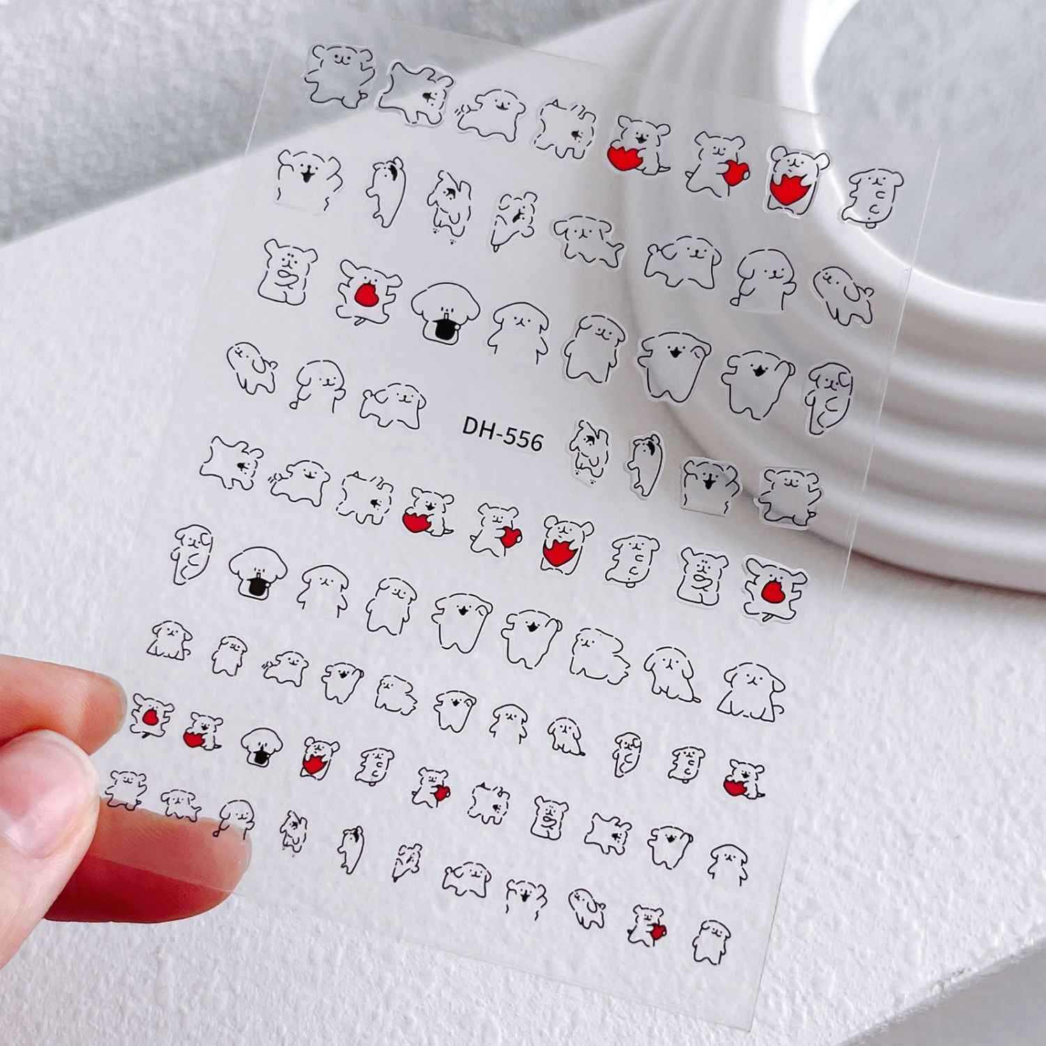 Модные наклейки для ногтей с граффити-собаками - Милые, Крутые, Водонепроницаемые, Безопасные для детей, Самоклеящиеся