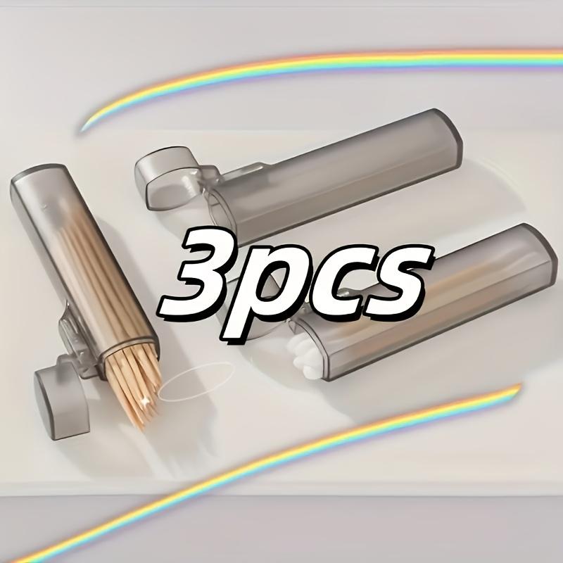 3pc Portable Plastic Toothpick Case! 1pc/3pcs Transparent Holder for Outdoor, Kitchen & Restaurant Use темно-серого