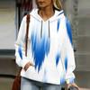 Women Plus Size White Floral Printed Long Sleeve Pullover Hoodie With Drawstring Hood And Kangaroo Pocket