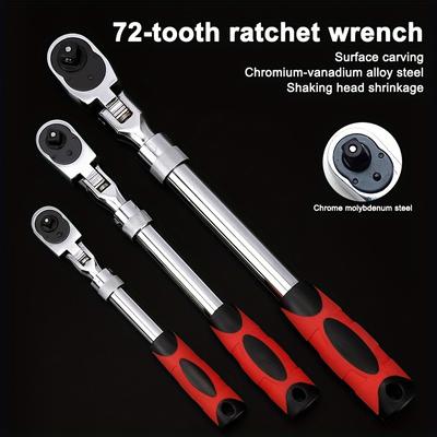 Telescopic Shaking Head Quick Ratchet Wrench 1/4 3/8 1/2 Quick Release Movable Head Chromium Molybdenum Steel Multifunctional Professional Repair