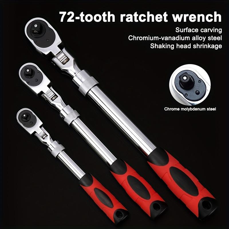 Telescopic Shaking Head Quick Ratchet Wrench 1/4 3/8 1/2 Quick Release Movable Head Chromium Molybdenum Steel Multifunctional Professional Repair