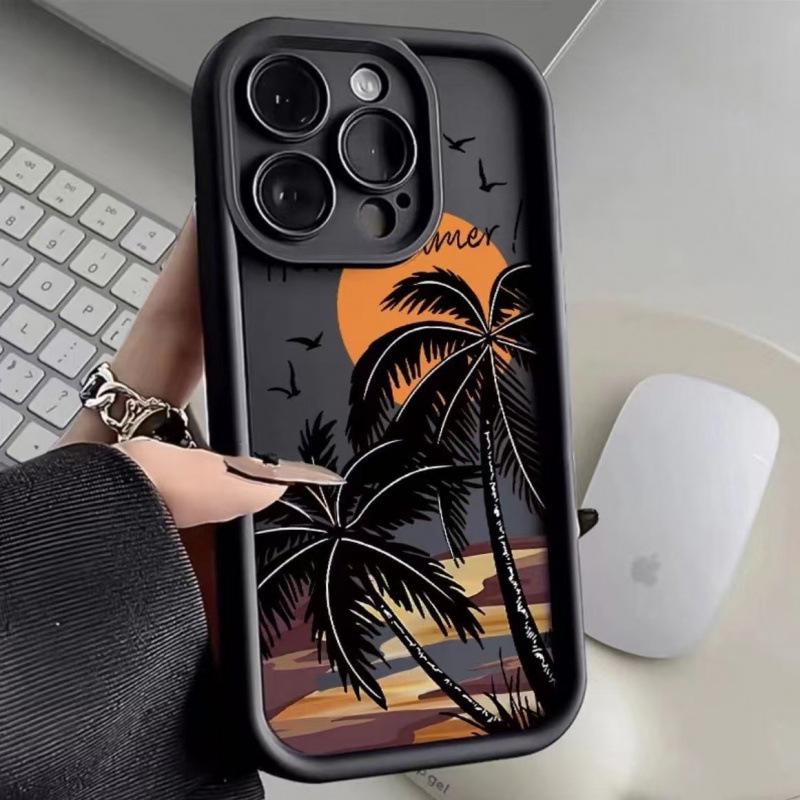 Sunset Coconut Tree Aesthetic Protective Phone Case for iPhone Pro Models iPhone 14 Pro