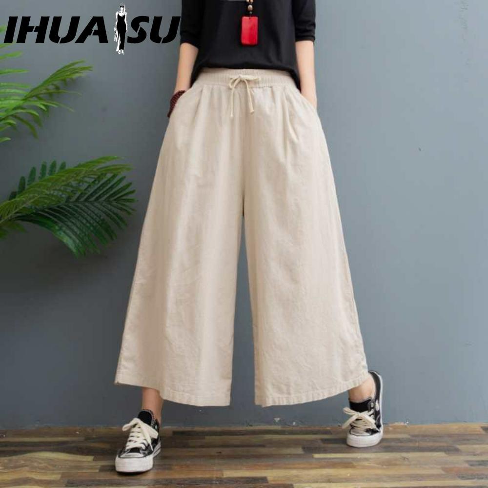 IHUASU Pantaloni e capris con stampa tinta unita casual alla moda da donna