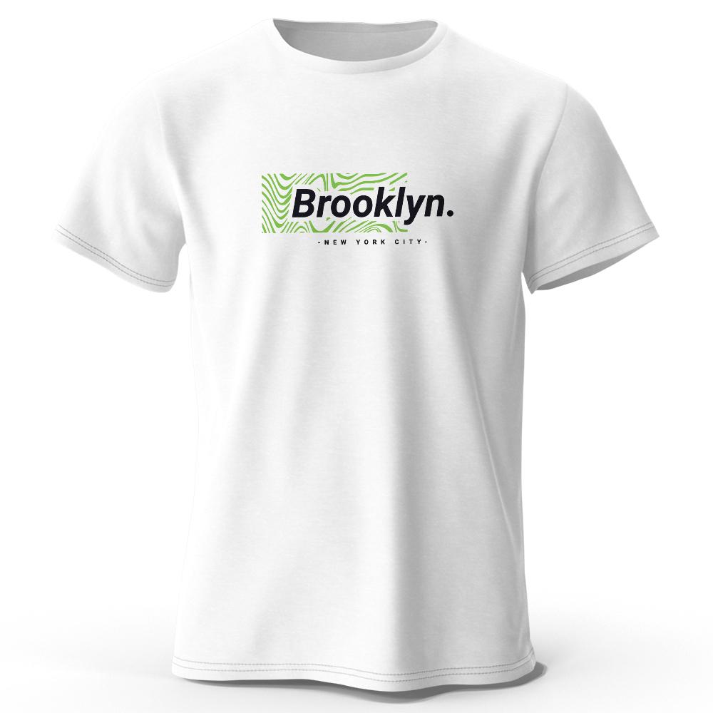 Brooklyn New York Print, Men's Novel Graphic Design T-shirt, Casual Comfy Summer Tees for Men's Daily ActivitiesTops Clothing