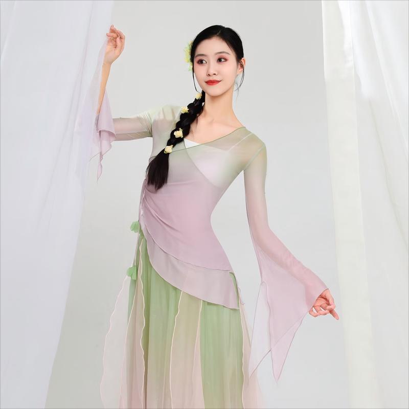 Damen Klassisches Tanz Fließendes Farbverlauf Performance Outfit