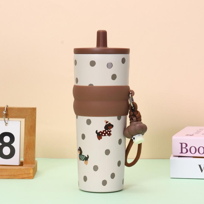 New Bingba Cup 111 Stainless Steel Thermos Cup High Value Women's Portable Straw Cup Large Capacity Car Coffee Cup