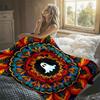 Ghost Mandala Halloween Flannel Blanket Perfect for Sofa Office Bed Travel Sleep Read Relax Camping Four Season Use