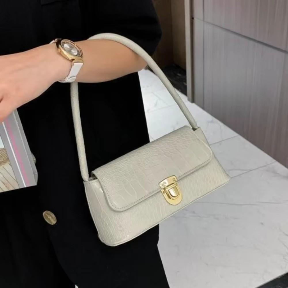 New Solid Color Women's Underarm Shoulder Bag Luxury Design Versatile Ladies Handbag Purse Stone Patterned Crossbody Bags