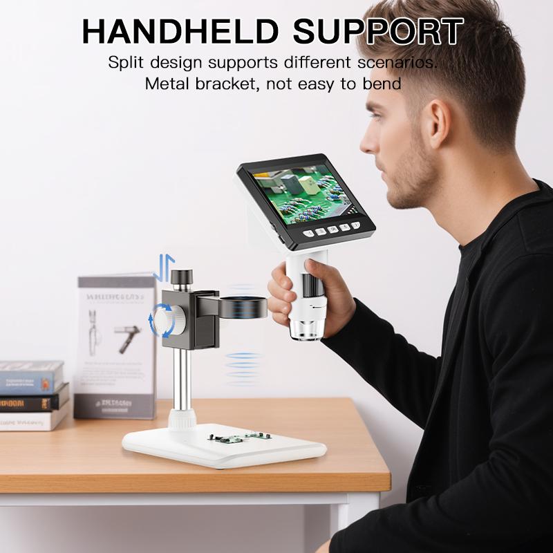 4.3 Inch Digital Microscope 1080P 50-1000x Coin Microscopio 2000mAh Soldering Microscope for Electronics Repair PCB PC Laptop